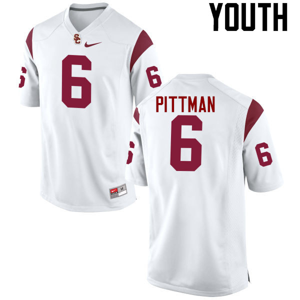 Youth #6 Michael Pittman Jr. USC Trojans College Football Jerseys-White - Click Image to Close